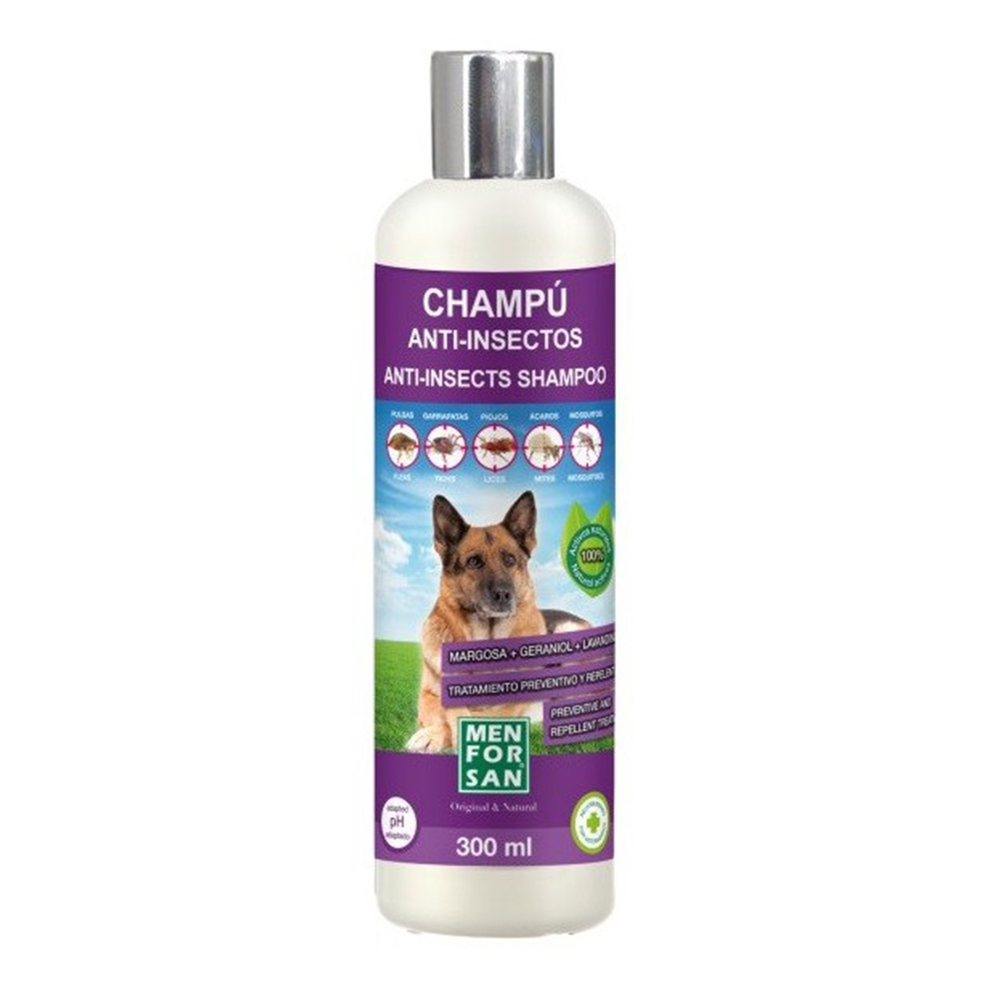 Men for San Champú anti insectos para perros con margosa, geraniol y lavandino 300ml
